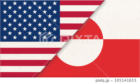 Flags of USA and Greenland. American and Greenland national flags Flags of USA and Greenland. American and Greenland national flags 105141655