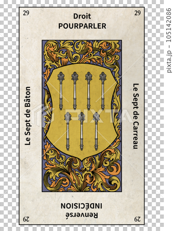 埃塞尼亞塔羅牌小阿爾克那 29 權杖 7 105142086