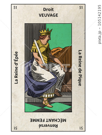 エテイヤ版タロット　小アルカナの51　ソードのクイーン 105142195