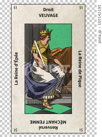 エテイヤ版タロット　小アルカナの51　ソードのクイーン 105142195