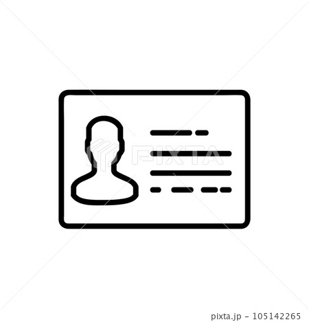 ID Card Vector Icon, Outline style, isolated on white Background. ID Card Vector Icon, Outline style, isolated on white Background. 105142265