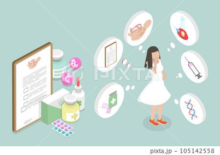 3D Isometric Flat Vector Conceptual Illustration of Infertility Treatment 105142558