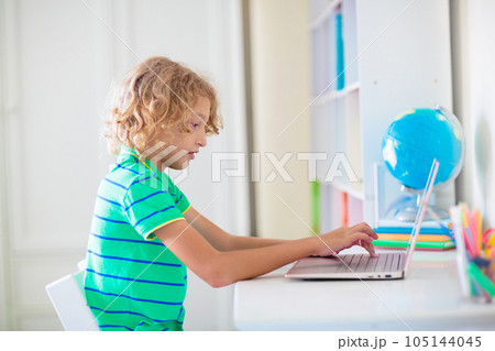 Online remote learning. School kids with computer. Online remote learning. School kids with computer. 105144045