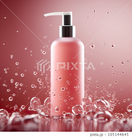 Plastic dispenser bottle mockup, cosmetic and care product pump bottle front view 105144645