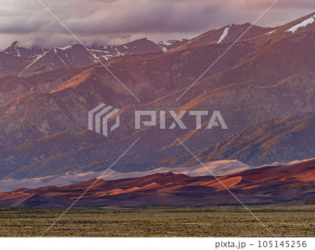 Sunny view of the landscape of Great Sand Dunes National Park and Preserve 105145256