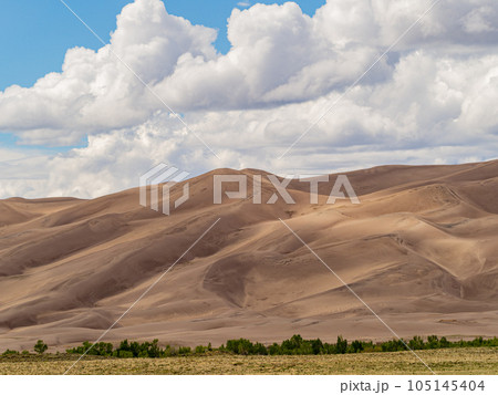 Sunny view of the landscape of Great Sand Dunes National Park and Preserve 105145404