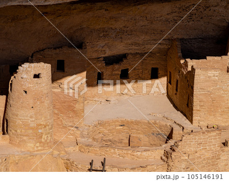 Sunny view of the historical Cliff Palace in Mesa Verde National Park 105146191