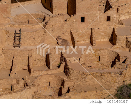 Sunny view of the historical Cliff Palace in Mesa Verde National Park Sunny view of the historical Cliff Palace in Mesa Verde National Park 105146197