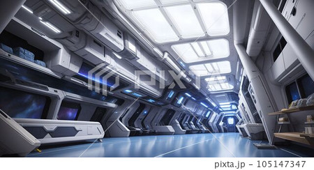 宇宙ステーションの船内　通路 105147347