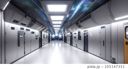宇宙ステーションの船内　通路 105147351