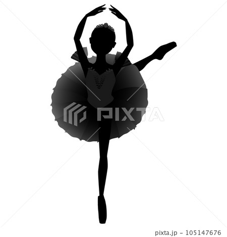 ダンサーのシルエットのイラスト_バレエ「ドン・キホーテ」森の女王を踊るバレリーナのイメージ 105147676