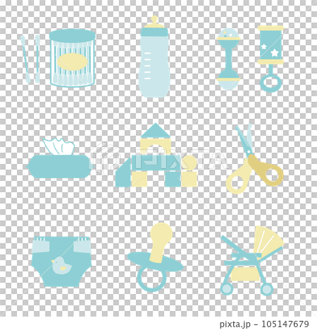Various baby item set illustration material 105147679