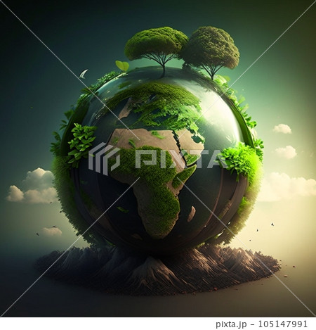 Environmentally friendly planet. AI generation 105147991