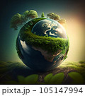 Environmentally friendly planet. AI generation 105147994