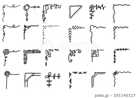 コーナー白黒イラストセット1 コーナー白黒イラストセット1 105148327