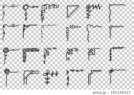 コーナー白黒イラストセット1 コーナー白黒イラストセット1 105148327