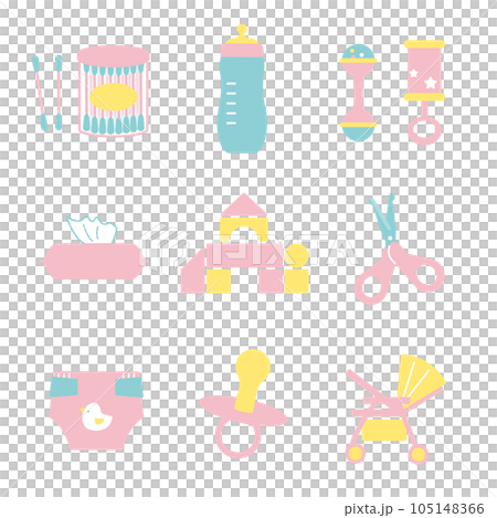 Various baby item set illustration material 105148366