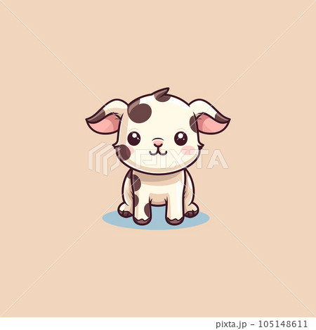 Cute chibi cow kawaii illustrationのイラスト素材 [105148611] - PIXTA