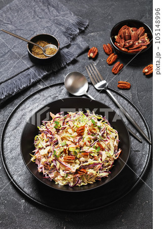 fresh coleslaw with cabbage, carrots, onion, pecan fresh coleslaw with cabbage, carrots, onion, pecan 105148996