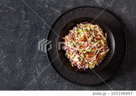 fresh coleslaw with cabbage, carrots, onion, pecan fresh coleslaw with cabbage, carrots, onion, pecan 105148997