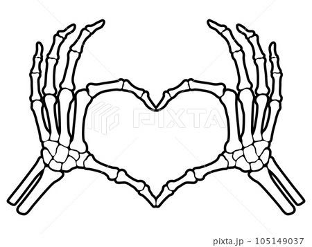 bone, signs, skeleton, love, finger, skull, horror, silhouette, valentine, romance, romantic, trendy, death, drawing, print, hand-drawn, vignetting, doodle, gesture, arm, comic, human, logotype, 105149037