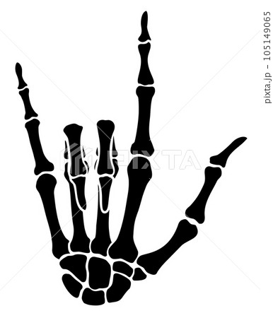 Skeleton bone I Love You hand sign illustrations 105149065