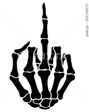 Skeleton bone raise middle finger hand sign illustrations 105149073