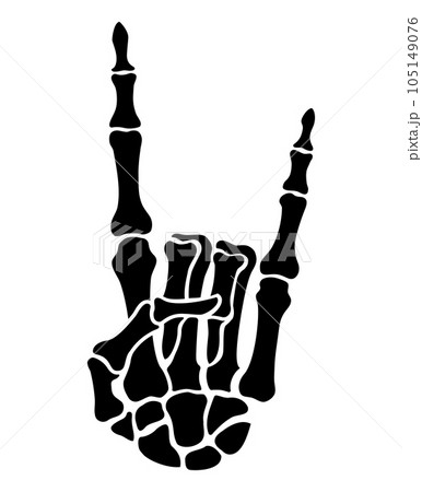 Skeleton finger Rock and Roll Devil Horns hand sign illustrations Skeleton finger Rock and Roll Devil Horns hand sign illustrations 105149076