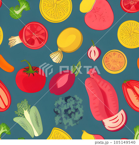 Food vegetable random pattern seamless,...のイラスト素材 [105149540] - PIXTA
