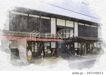 水彩画風　西条酒蔵通り　くぐり門　観光案内所　広島県東広島市 105149813