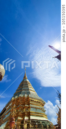 the white pagoda with blue sky Chiangmai thailand the white pagoda with blue sky Chiangmai thailand 105150395