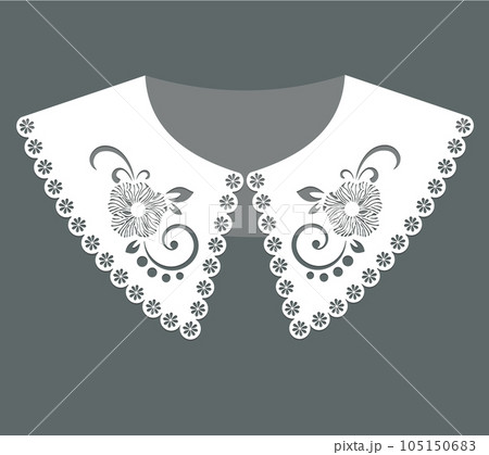 white cotton collar lace design vector. 105150683