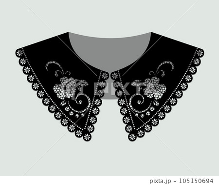 black cotton collar lace design vector. black cotton collar lace design vector. 105150694