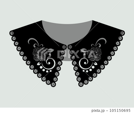 black cotton collar lace design vector. black cotton collar lace design vector. 105150695