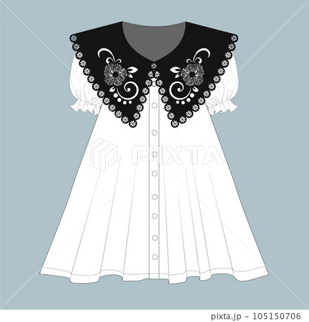 short dress with vintage lace cotton fashion cad. short dress with vintage lace cotton fashion cad. 105150706
