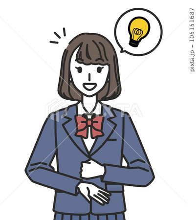 ひらめく女子中学生・高校生のイラスト ひらめく女子中学生・高校生のイラスト 105151687
