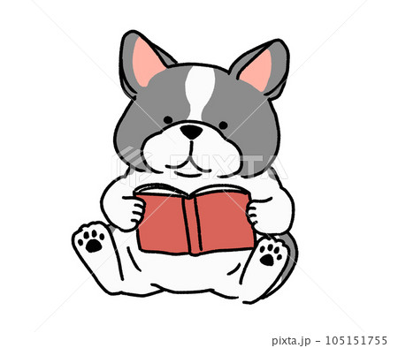 本を読んでいるフレンチブルドッグ 105151755