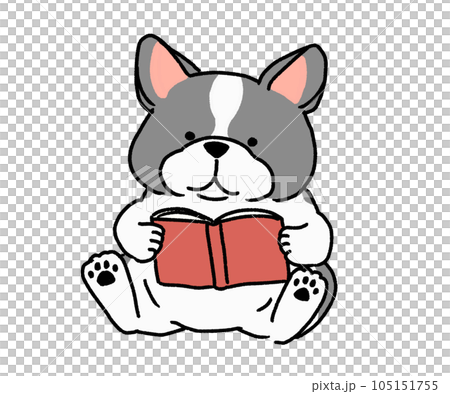 本を読んでいるフレンチブルドッグ 105151755