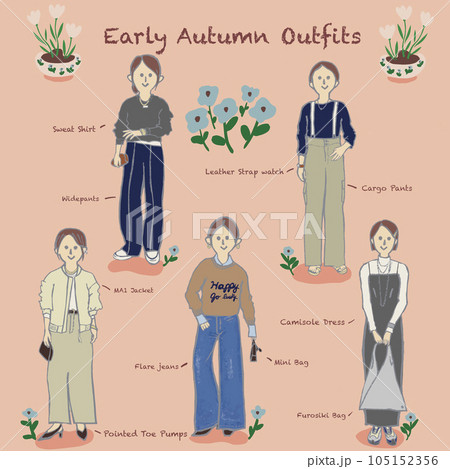 初秋のファッションコーディネート 105152356