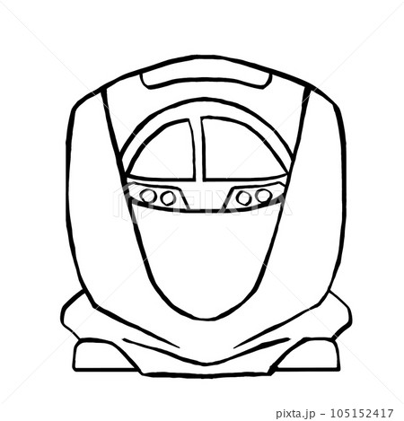 山陽新幹線こだまを正面から見た線画イラスト。新幹線の顔。 105152417