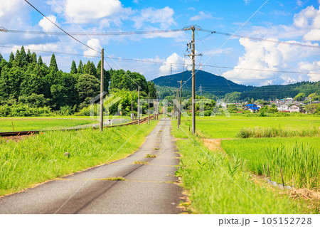 夏の田舎道：岐阜県恵那市岩村の風景 105152728