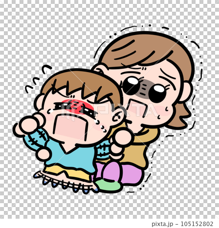 A mother holding her violent son down 105152802