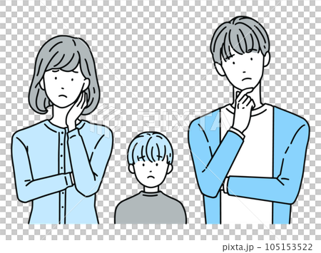 Troubled expression / troubled couple and children Male & female 105153522