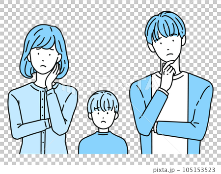 Troubled expression / troubled couple and children Male & female 105153523