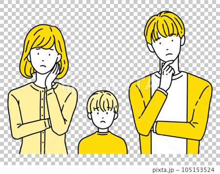 Troubled expression / troubled couple and children Male & female 105153524