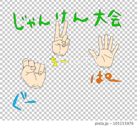 An illustration inspired by rock-paper-scissors. A picture of goo, scissors, and par. 105153976