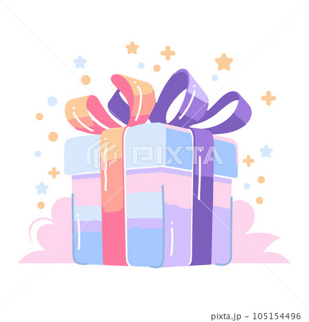 Hand Drawn christmas gift box in flat style 105154496