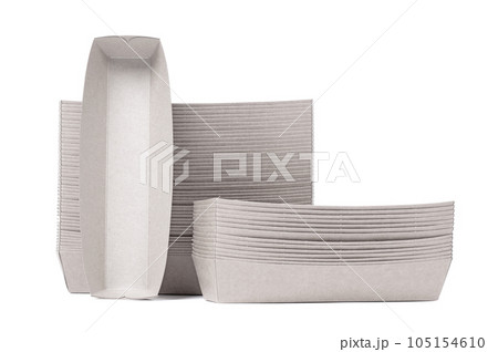 Empty disposable paper fast food tray isolated on white Empty disposable paper fast food tray isolated on white 105154610