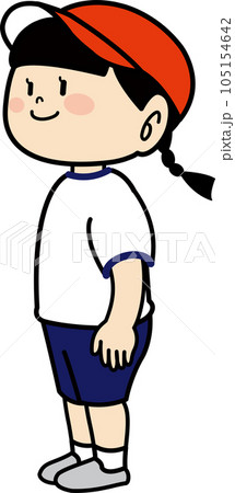 きおつけの姿勢の女の子1 きおつけの姿勢の女の子1 105154642