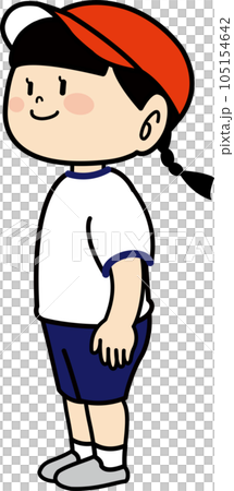 きおつけの姿勢の女の子1 きおつけの姿勢の女の子1 105154642